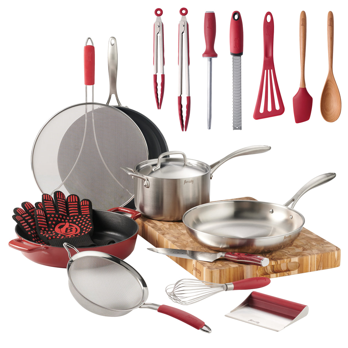 FlavCity 19 Piece Essential Cookware Set